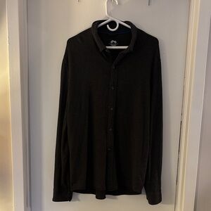 Mugsy Black-Charcoal Long-Sleeve Stretchy OCBD.